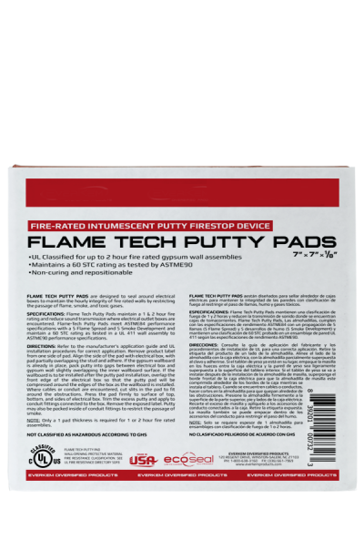 ul classified putty pads for protecting electrical outlet boxes