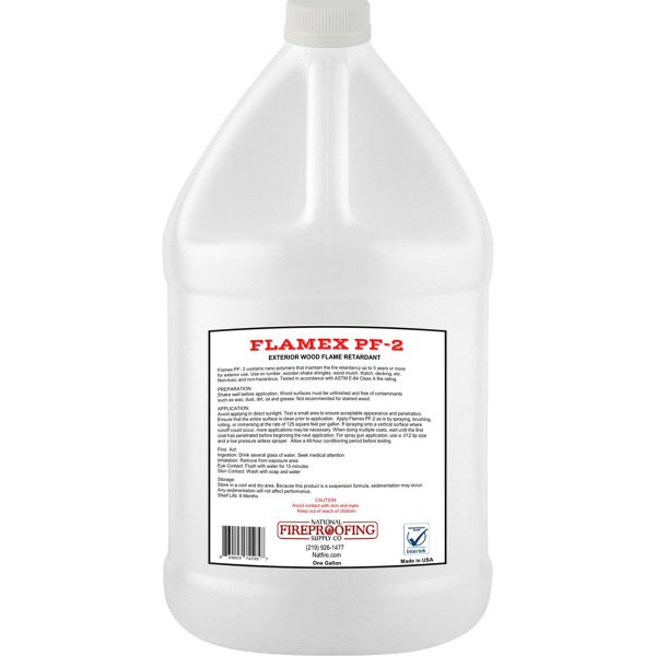 use flamex pf-2 exterior wood fire retardant for wood decks, wood siding, wood roofs, and wood mulch to achieve a class a fire rating